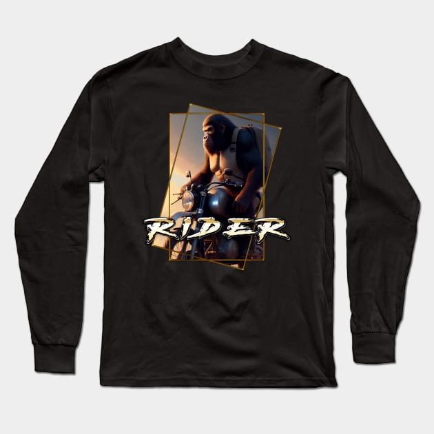 Ape Rider Long Sleeve T-Shirt by Stavros Galiatsos